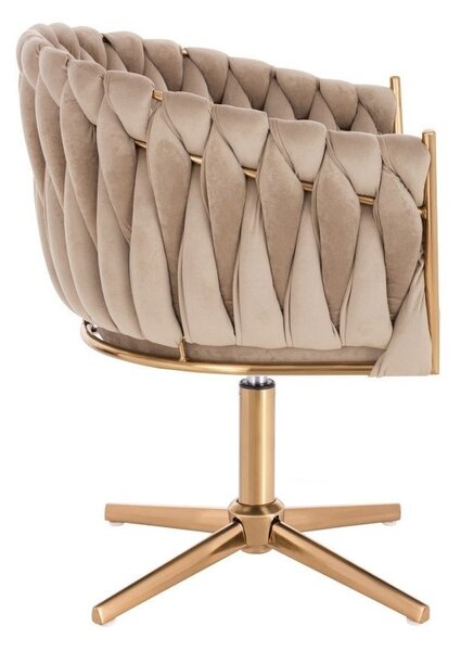 LuxuryForm DESIGN Židle NORDEN VELUR na zlatém kříži - latte