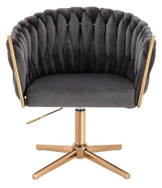 LuxuryForm DESIGN Židle NORDEN VELUR na zlatém kříži - tmavě šedá