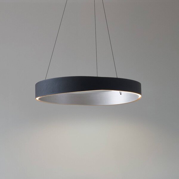 Lucande LED závěsné světlo Daelor, černá/hliník, stmívatelné, stmívatelný, Černá, Obývací pokoj / jídelna, kov, Design