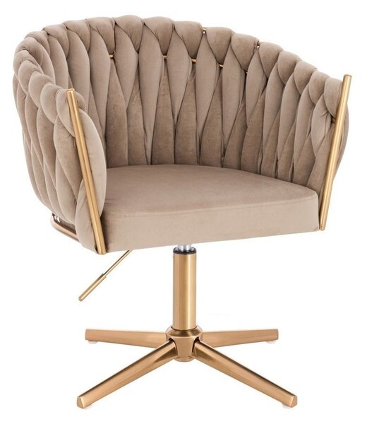 LuxuryForm DESIGN Židle NORDEN VELUR na zlatém kříži - latte