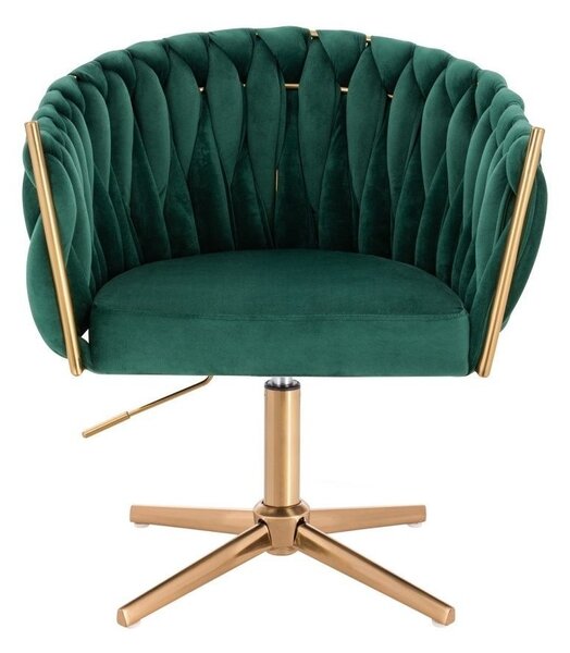 LuxuryForm DESIGN Židle NORDEN VELUR na zlatém kříži - zelená