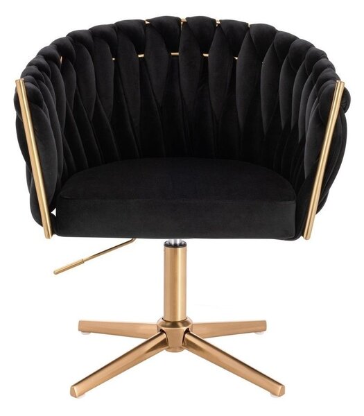 LuxuryForm DESIGN Židle NORDEN VELUR na zlatém kříži - černá