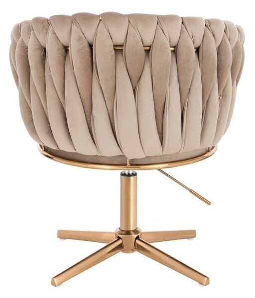 LuxuryForm DESIGN Židle NORDEN VELUR na zlatém kříži - latte