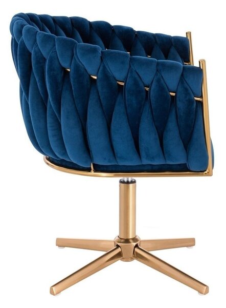 LuxuryForm DESIGN Židle NORDEN VELUR na zlatém kříži - modrá