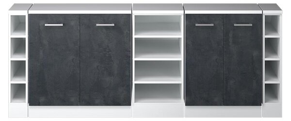 Kuchyňská skříňka pod šikmou střechu Vicco R-Line Černý beton 210 cm Sada 5 korpusů skříně hloubka 60 cm, Model 60305