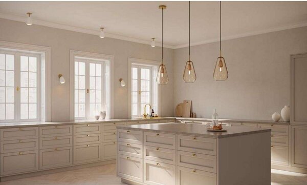 Nuura Aps podhledové bodové svítidlo Anoli bodovka Recessed, Ø 10 cm, bílá/zlatá, stmívatelný, Mosaz / zlato, Obývací pokoj / jídelna, kov, Skandinávský, Podhledové stropní svítidlo