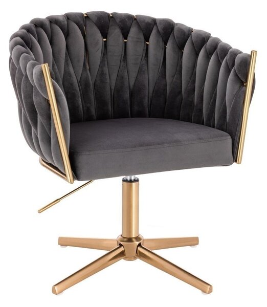 LuxuryForm DESIGN Židle NORDEN VELUR na zlatém kříži - tmavě šedá
