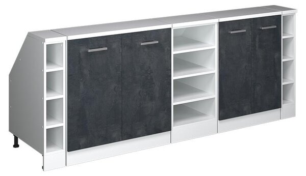 Kuchyňská skříňka pod šikmou střechu Vicco R-Line Černý beton 210 cm Sada 5 korpusů skříně hloubka 60 cm, Model 60305