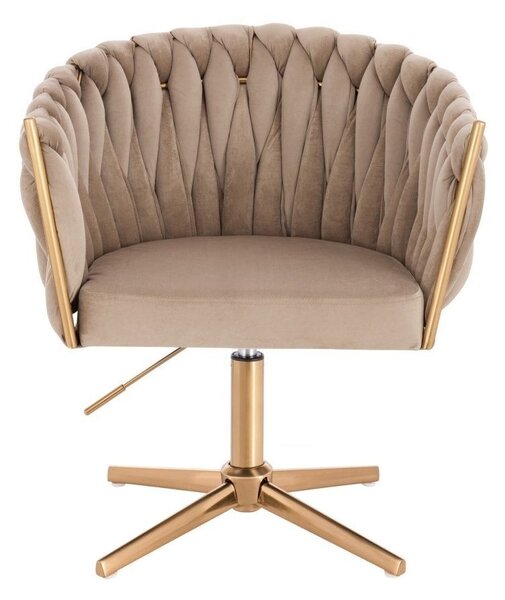 LuxuryForm DESIGN Židle NORDEN VELUR na zlatém kříži - latte