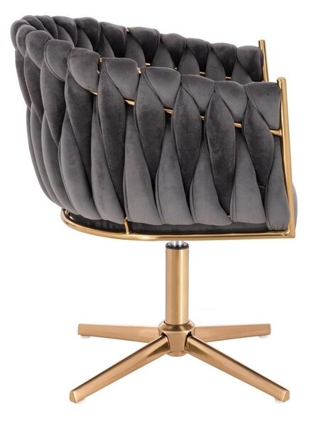 LuxuryForm DESIGN Židle NORDEN VELUR na zlatém kříži - tmavě šedá