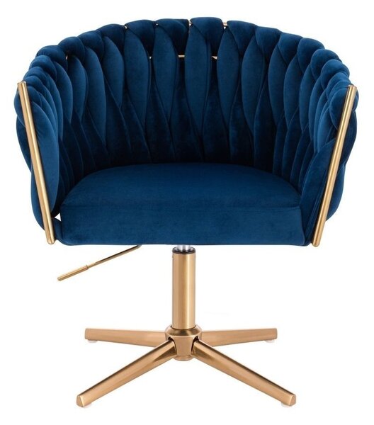 LuxuryForm DESIGN Židle NORDEN VELUR na zlatém kříži - modrá
