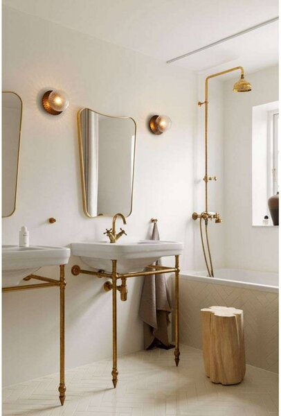 Nuura Aps nástěnné světlo Liila 1, Ø 16,5 cm, IP44, bronzová/čirá, stmívatelný, Bronz / starožitná mosaz, Koupelna, kov, Skandinávský