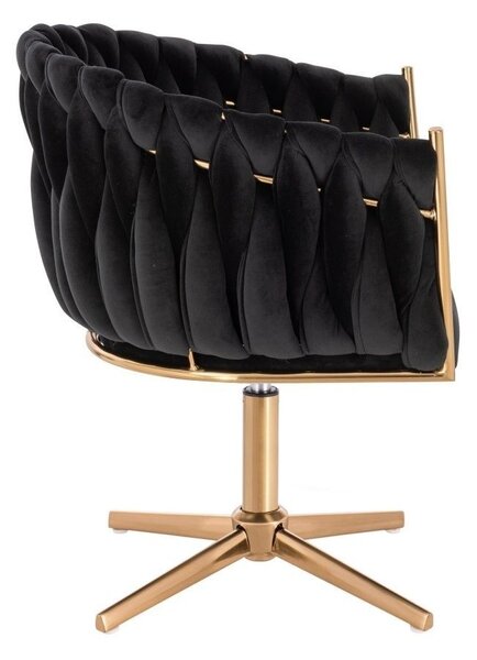 LuxuryForm DESIGN Židle NORDEN VELUR na zlatém kříži - černá