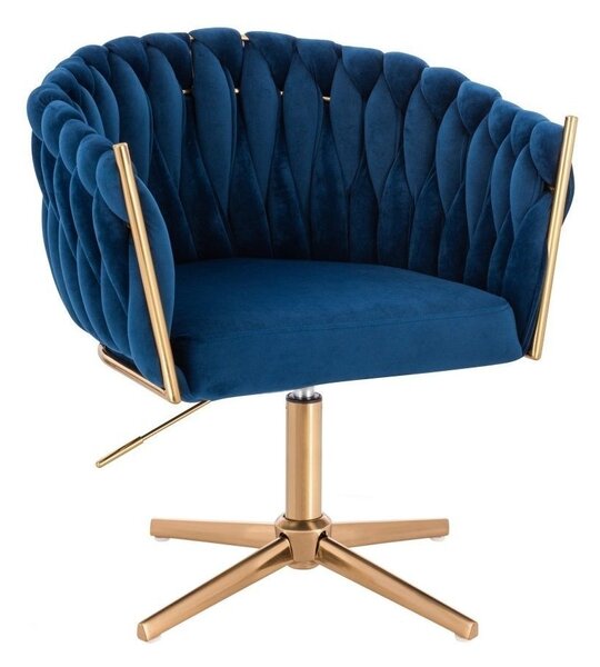 LuxuryForm DESIGN Židle NORDEN VELUR na zlatém kříži - modrá
