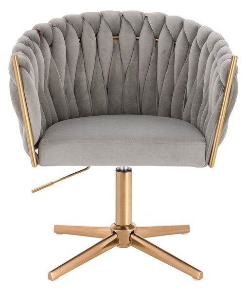 LuxuryForm DESIGN Židle NORDEN VELUR na zlatém kříži - světle šedá