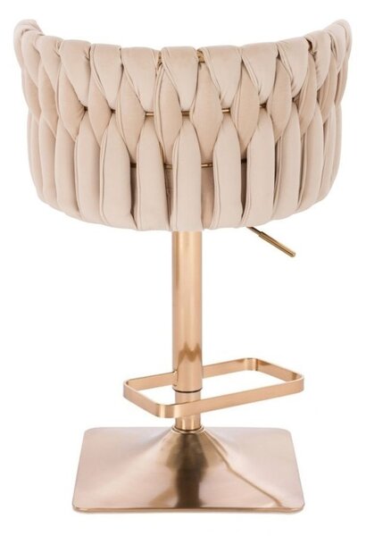 LuxuryForm DESIGN Barová židle LYON VELUR na zlaté hranaté podstavě - krémová