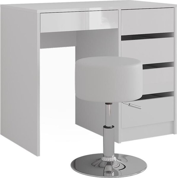 Toaletní stolek Vicco Sherry Bílá/bílý vysoký lesk 89.8 cm s stoličkou, Model 57696