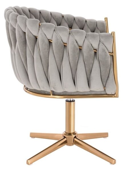LuxuryForm DESIGN Židle NORDEN VELUR na zlatém kříži - světle šedá
