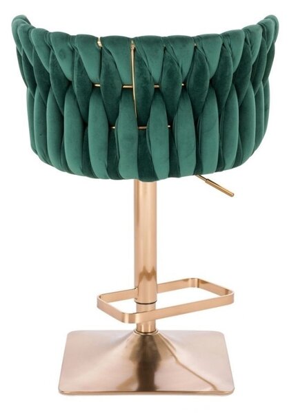 LuxuryForm DESIGN Barová židle LYON VELUR na zlaté hranaté podstavě - zelená