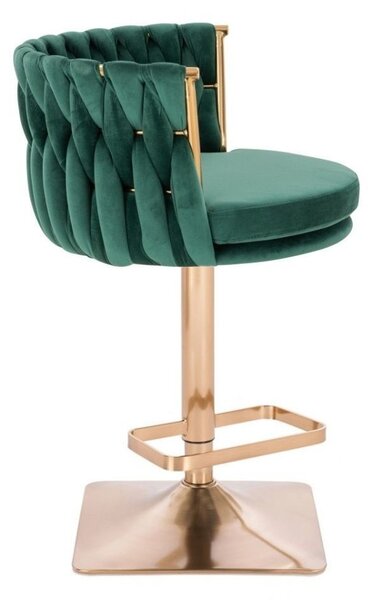 LuxuryForm DESIGN Barová židle LYON VELUR na zlaté hranaté podstavě - zelená