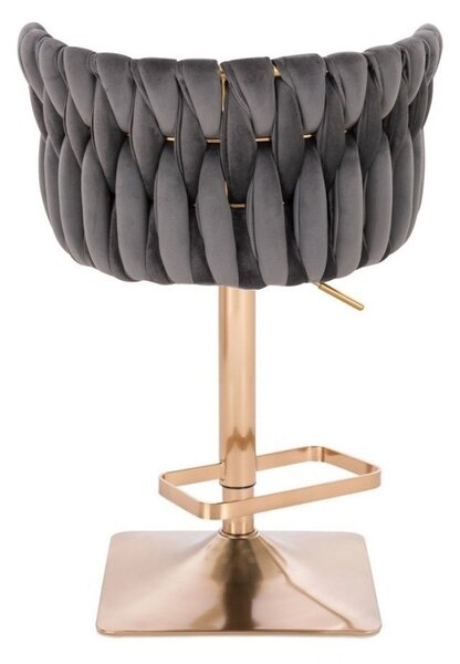 LuxuryForm DESIGN Barová židle LYON VELUR na zlaté hranaté podstavě - tmavě šedá