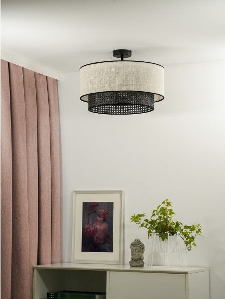 Duolla - Přisazený lustr RATTAN YUTE 1xE27/15W/230V pr. 45 cm krémová/černá