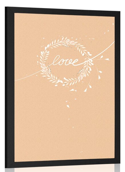Plakát s nápisem Love v minimalistickém provedení