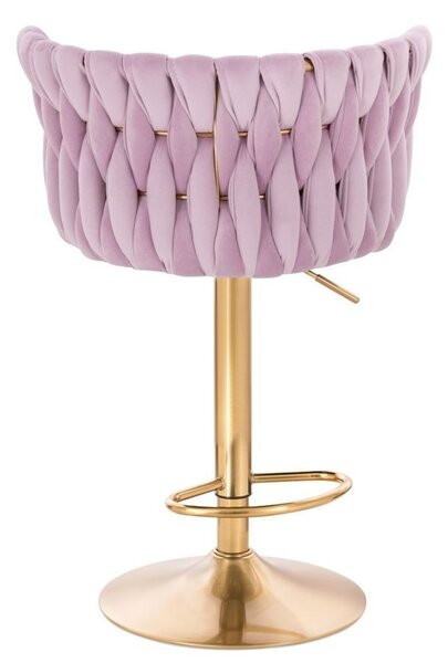 LuxuryForm DESIGN Barová židle LYON VELUR na zlaté kulaté podstavě - levandule