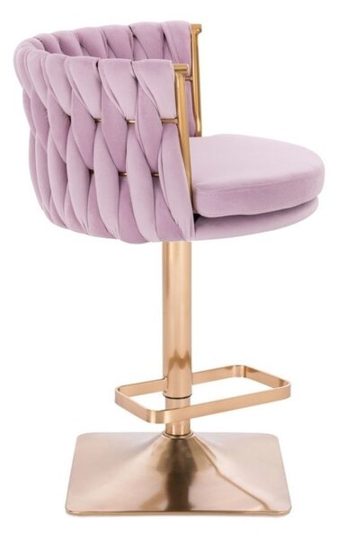 LuxuryForm DESIGN Barová židle LYON VELUR na zlaté hranaté podstavě - levandule