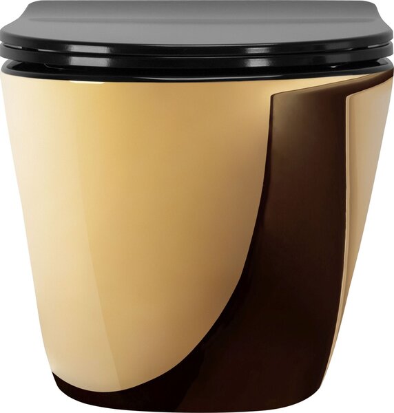Závěsná WC Misa Rea CARLO Mini Flat Gold Black