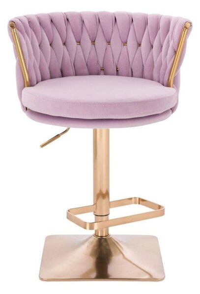 LuxuryForm DESIGN Barová židle LYON VELUR na zlaté hranaté podstavě - levandule