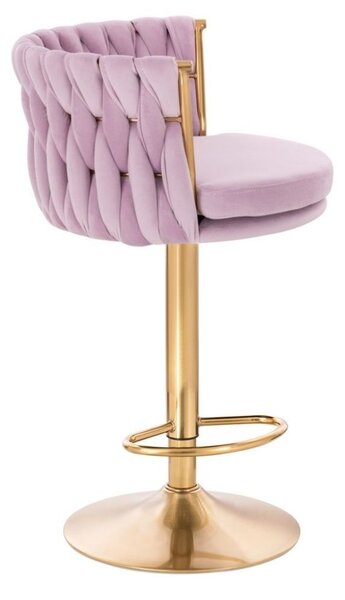 LuxuryForm DESIGN Barová židle LYON VELUR na zlaté kulaté podstavě - levandule