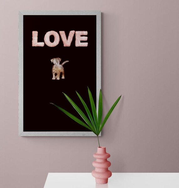 Plakát pejsek s nápisem Love