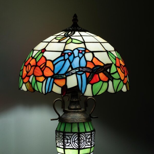 Brilagi - Tiffany vitrážová stolní lampa JUNGLE 1xE27/60W/230V + 1xE14/40W
