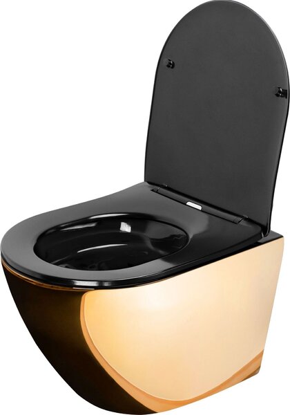 Závěsná WC Misa Rea CARLO Mini Flat Gold Black