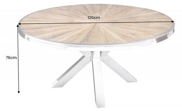 Kulatý jídelní stůl BARRACUDA 120 CM sklo/masiv teak Nábytek | Jídelní prostory | Jídelní stoly | Kulaté