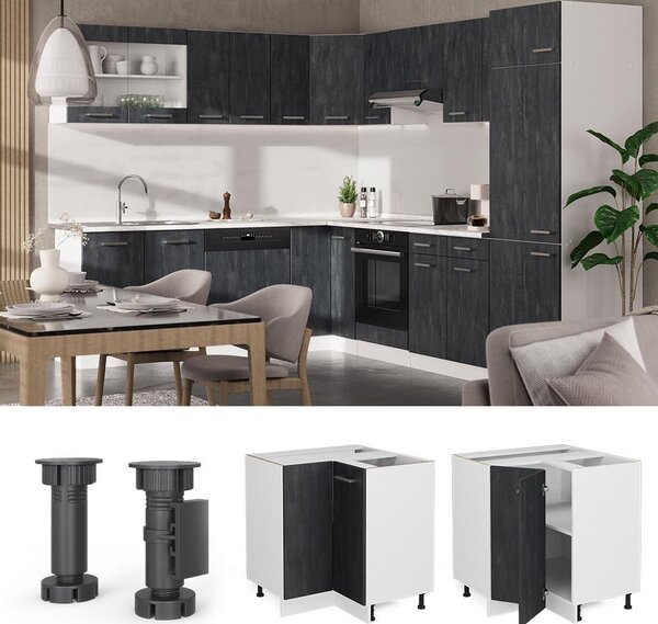 Rohová skříňka Vicco R-Line Černý beton 75.6 cm PD Dub, Model 47633