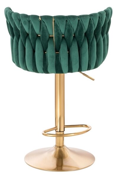 LuxuryForm DESIGN Barová židle LYON VELUR na zlaté kulaté podstavě - zelená
