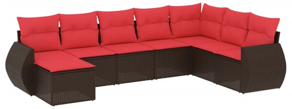 8dílná zahradní sedací souprava s polštáři hnědá polyratan 3221763