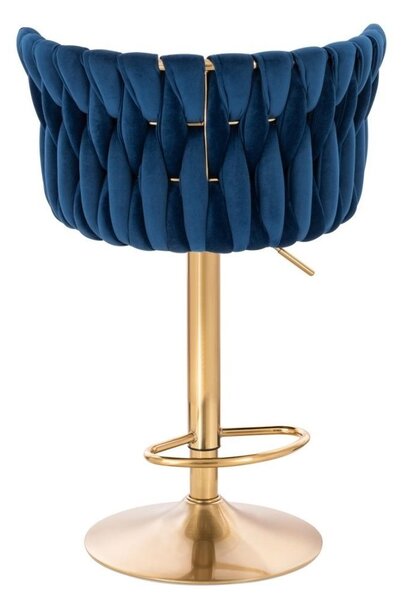 LuxuryForm DESIGN Barová židle LYON VELUR na zlaté kulaté podstavě - modrá
