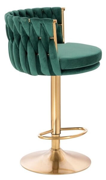 LuxuryForm DESIGN Barová židle LYON VELUR na zlaté kulaté podstavě - zelená