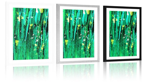 Plakát s paspartou zelené kouzlo květin