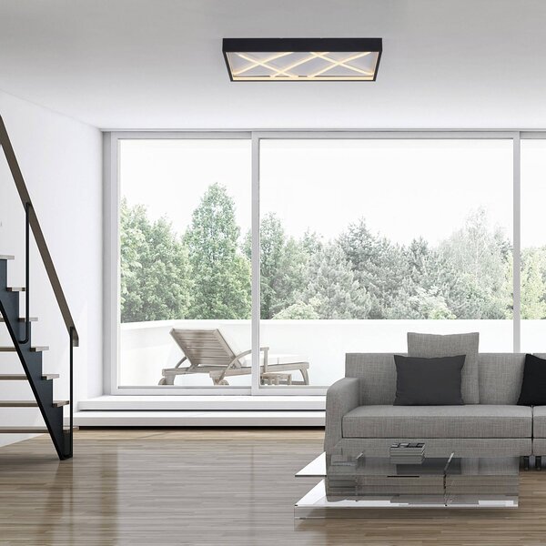 JUST LIGHT. GmbH LED stropní svítidlo Mikado, 60 x 30 cm, černé, stmívatelný, Černá, Obývací pokoj / jídelna, kov, Moderní