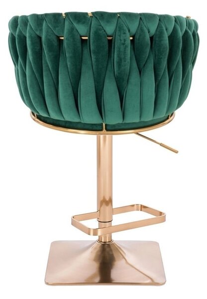 LuxuryForm DESIGN Barová židle NORDEN VELUR na zlaté hranaté podstavě - zelená