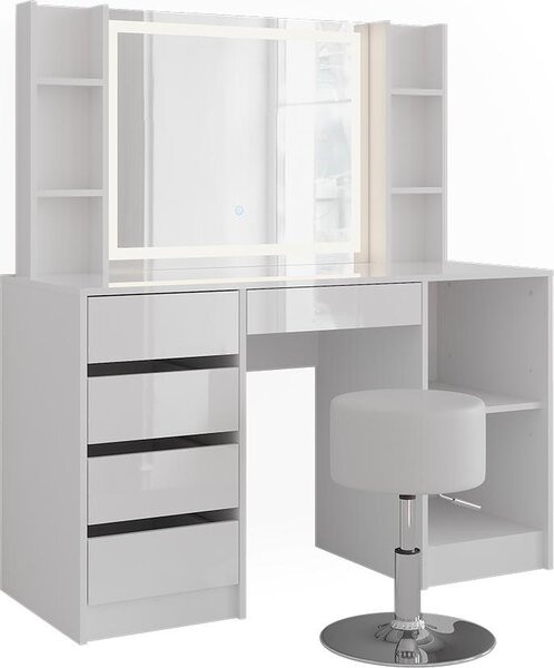 Toaletní stolek Vicco Sherry Bílá/bílý vysoký lesk 128.2 cm 5 dílů, Model 57632