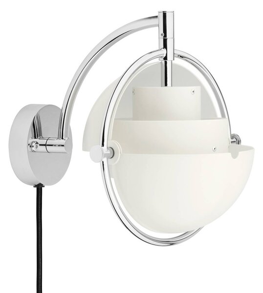 GUBI Gubi Nástěnné světlo Multi-Lite, bílé, kov, G9, stmívatelný, Bílá / opál, Obývací pokoj / jídelna, Mosaz, Design