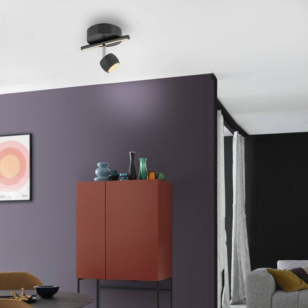 JUST LIGHT. GmbH LED stropní bodové osvětlení Jarik, 1-žárovkové, černé, 3 000 K, stmívatelný, Černá, Obývací pokoj / jídelna, kov, Moderní