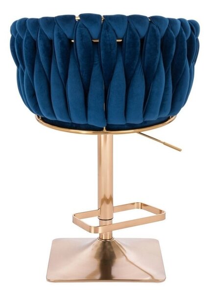 LuxuryForm DESIGN Barová židle NORDEN VELUR na zlaté hranaté podstavě - modrá