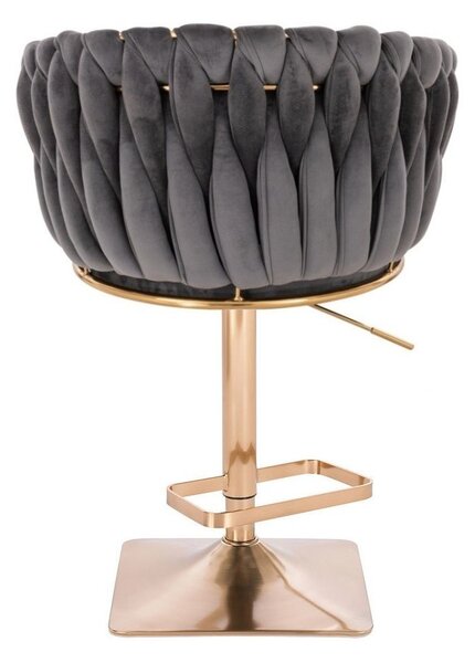 LuxuryForm DESIGN Barová židle NORDEN VELUR na zlaté hranaté podstavě - tmavě šedá