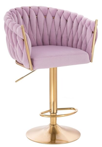 LuxuryForm DESIGN Barová židle NORDEN VELUR na zlaté kulaté podstavě - levandule